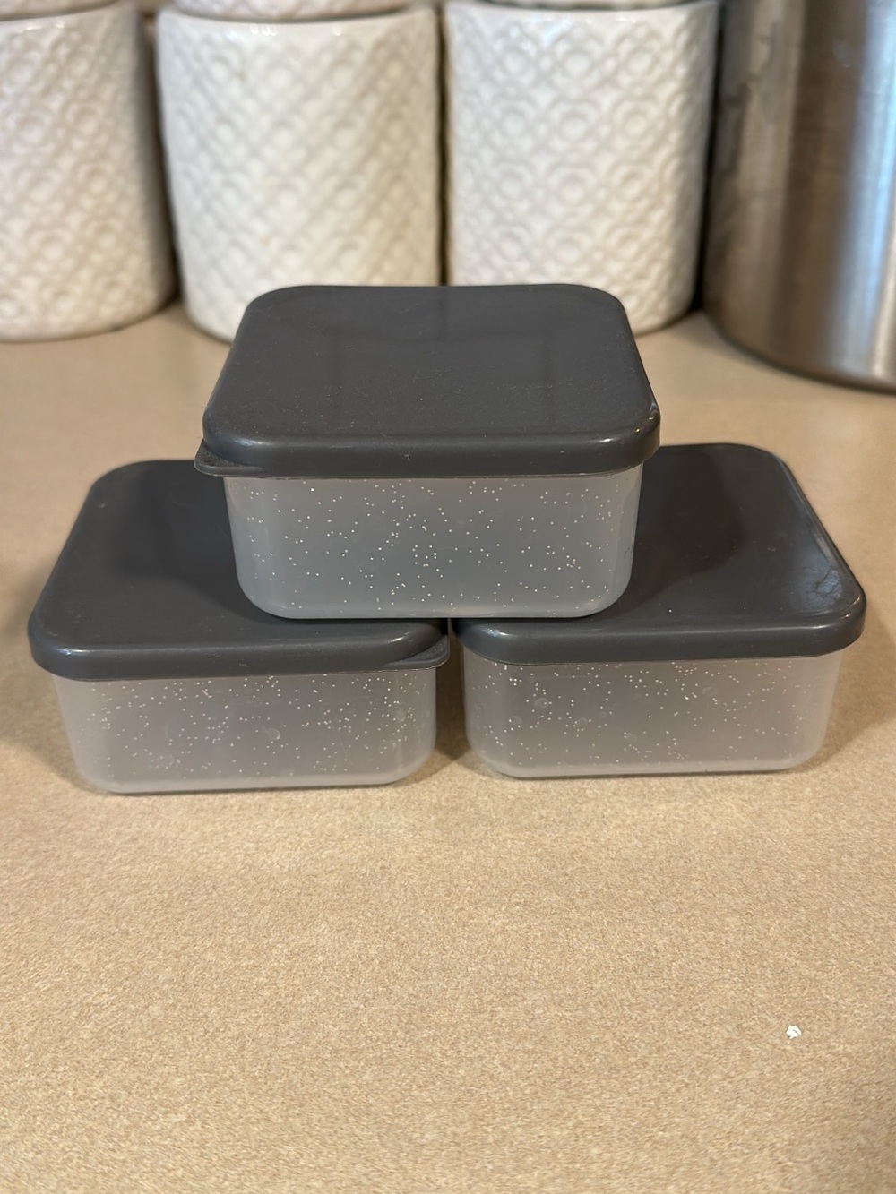 Gray Stackable Food Storage Containers with Lids - Set of 3